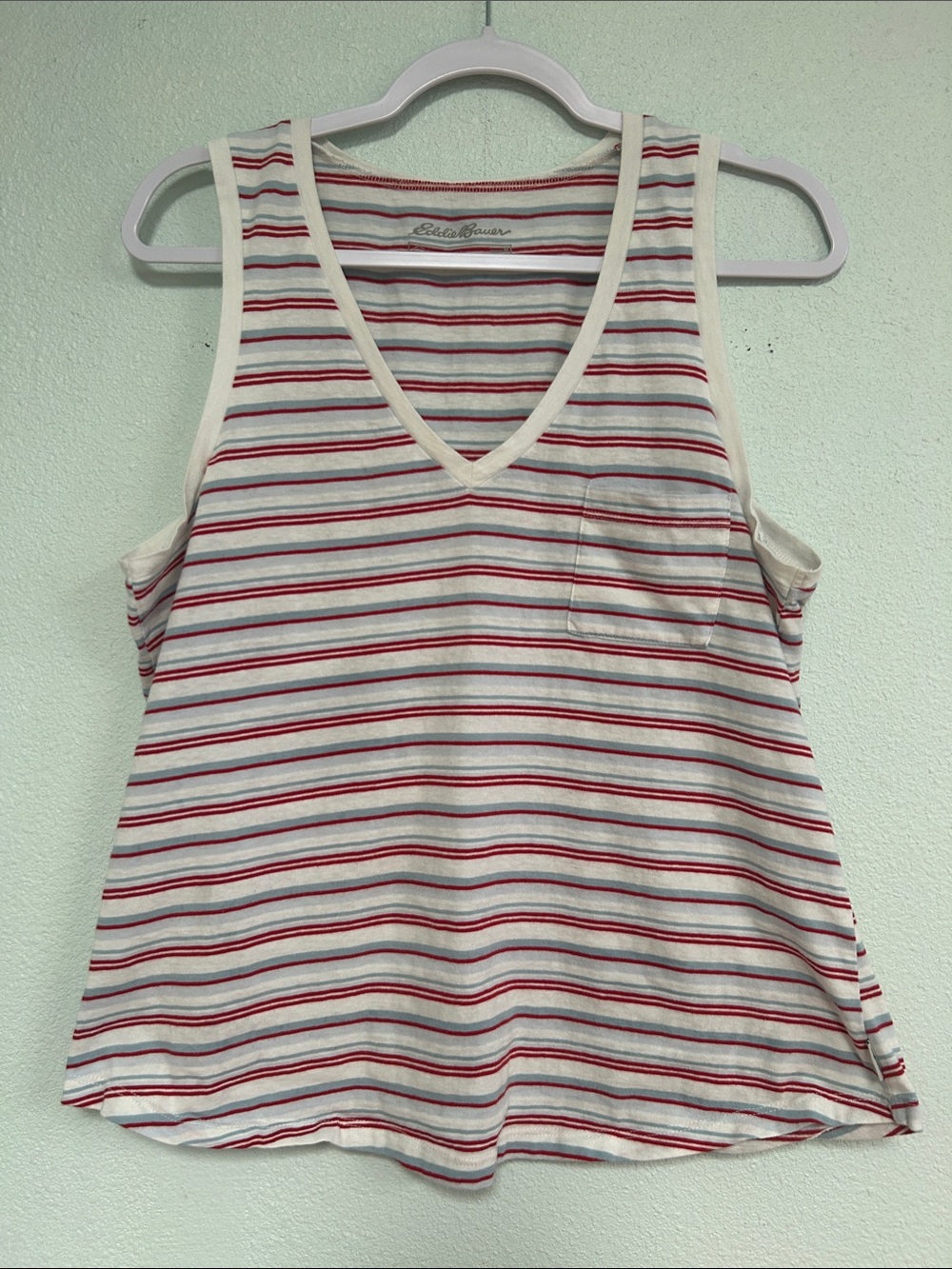 Eddie Bauer White Tank with Red and Blue Stripes